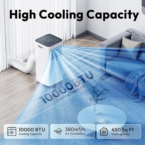 Miniatura 2 de Aire acondicionado portátil de 10,000 BTU, aire acondicionado portátil con control remoto para habitación de hasta 450 pies cuadrados 3 en 1 con