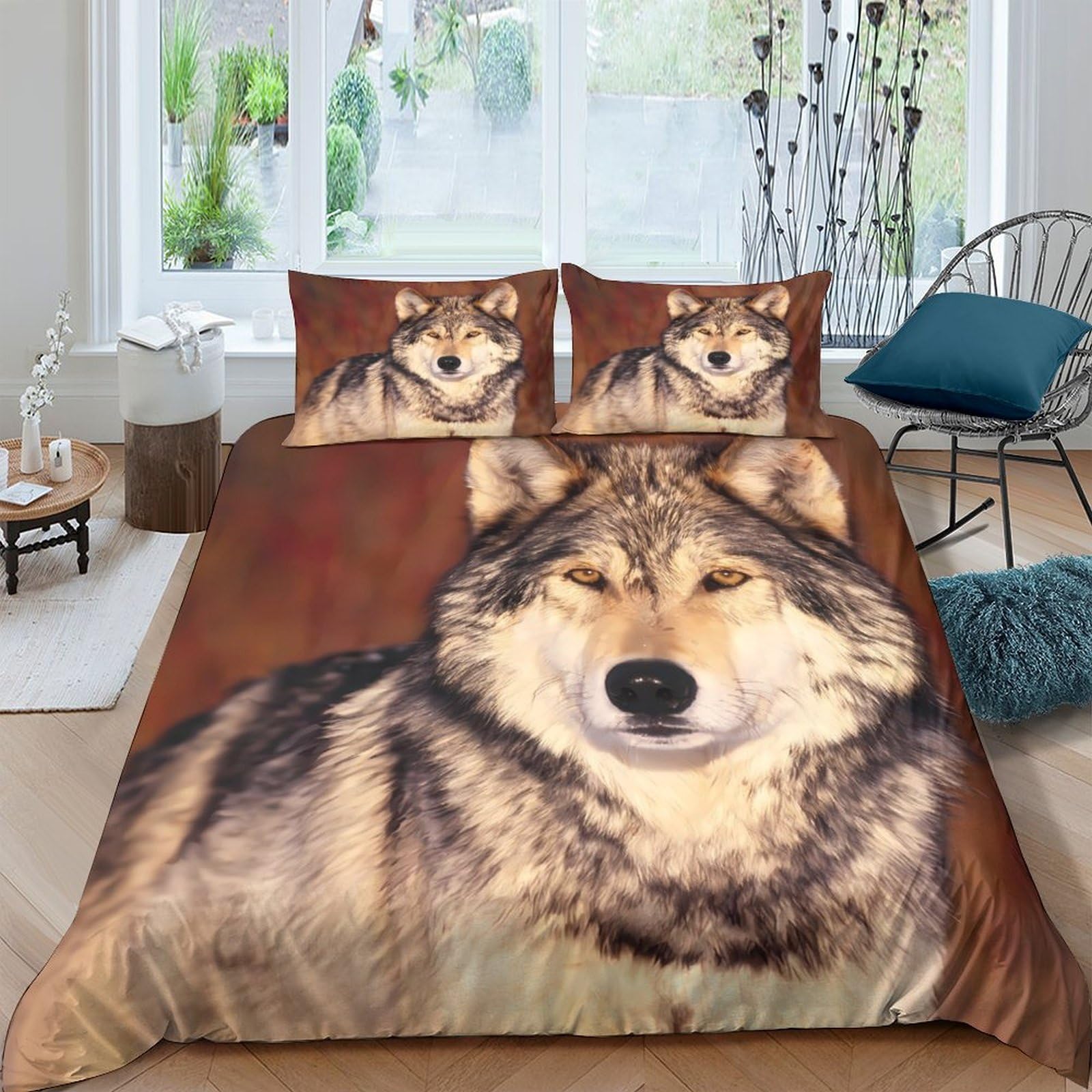 Ctjqhvkz Style-8 3D Printed Wolf Forest Fitted Sheet Microfiber Soft Brown Animal Bed Cover For Bedroom Guest Room Decor Single（135X200cm）
