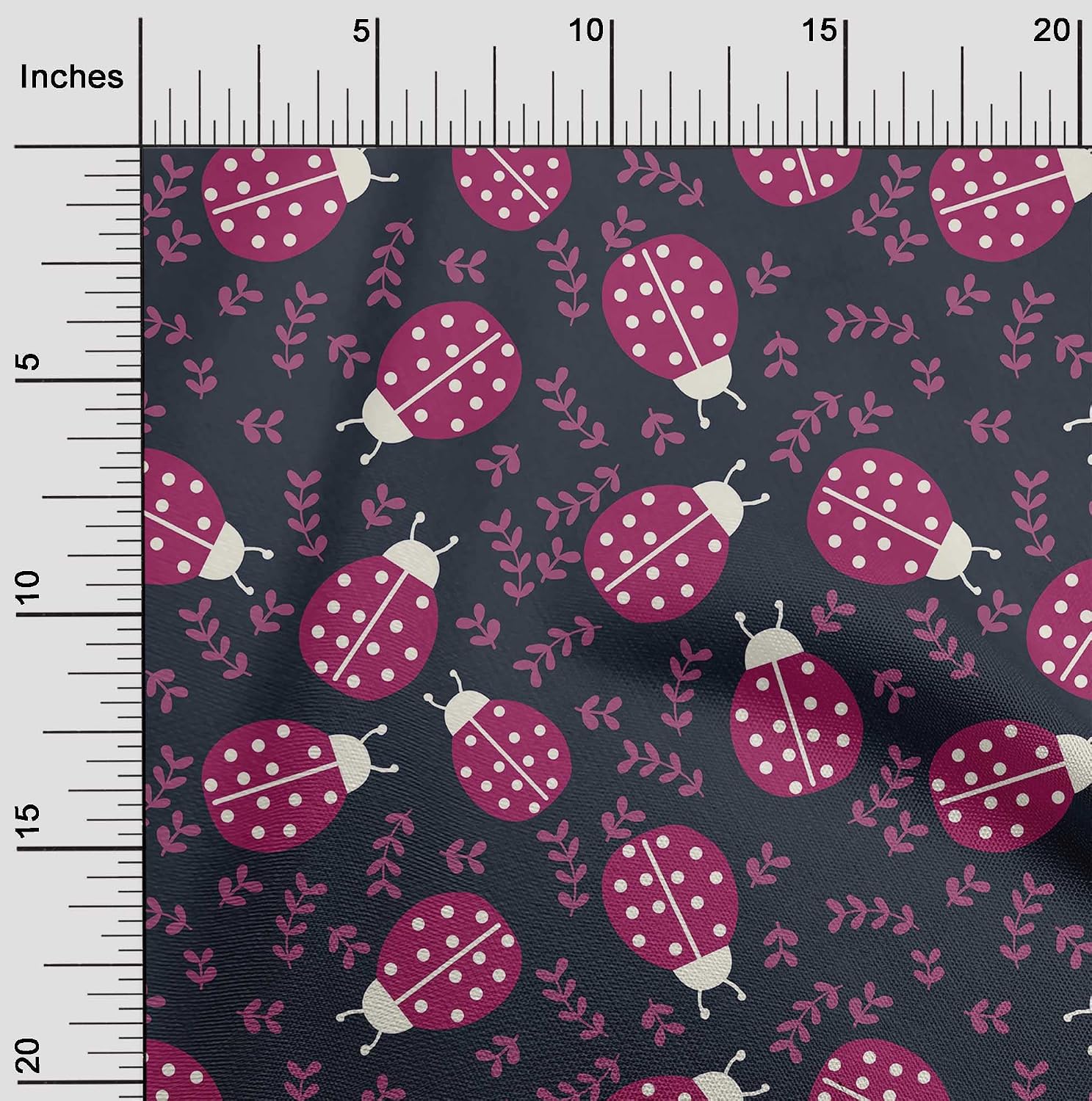 oneOone Cotton Cambric Dark Blue Fabric Bird Ladybird Sewing Craft Projects Fabric Prints by Yard 42 Inch Wide