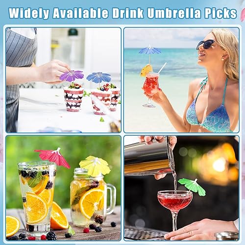 Miniatura 7 de Paraguas para bebidas a granel, palillos de dientes de flores de papel, mini parasol, cóctel, verano, cócteles, cupcakes, decoraciones de fiesta