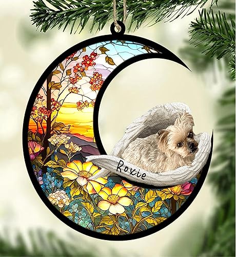 Miniatura 67 de Chow Chow Dog Memorial Suncatcher, adorno de Navidad Chow Chow con nombre, atrapador de pérdida de mascotas, regalos para los amantes de los perros