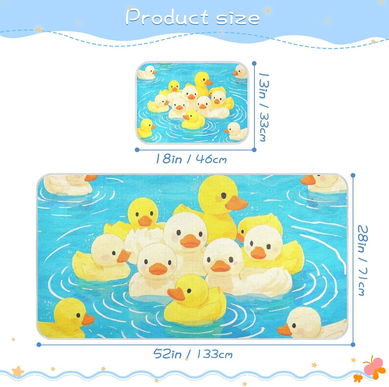 Cute Cartoon Duck Blue Cooling Baby Mattress Protector Pads 28" x 52" Breathable Mattress Pads for Baby&Toddler