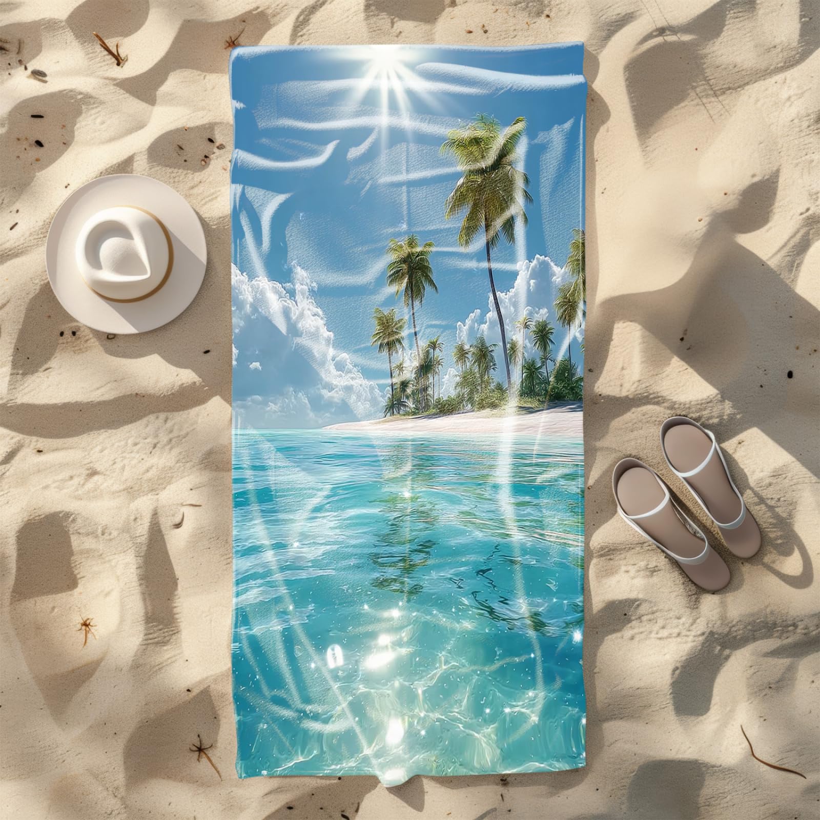 Telo Mare Microfibra 210x230 Oceano Blu Telo Spiaggia Grande Antisabbia,XXL Asciugamano Mare, Asciugatura Rapida, Stuoia Spiaggia Leggero E Portatile