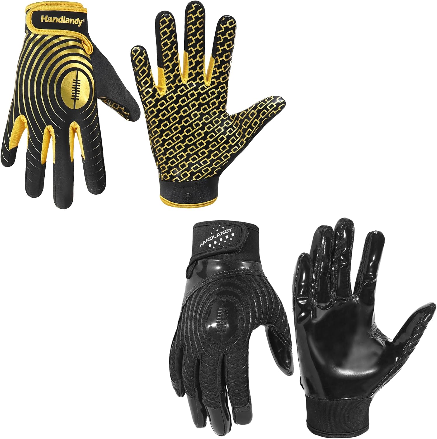 HANDLANDY Bundle - 2 Pairs of Youth Football Gloves, Sticky Wide Receiver Gloves for Kids & Adult,Sticky Wide Receiver Gloves, S