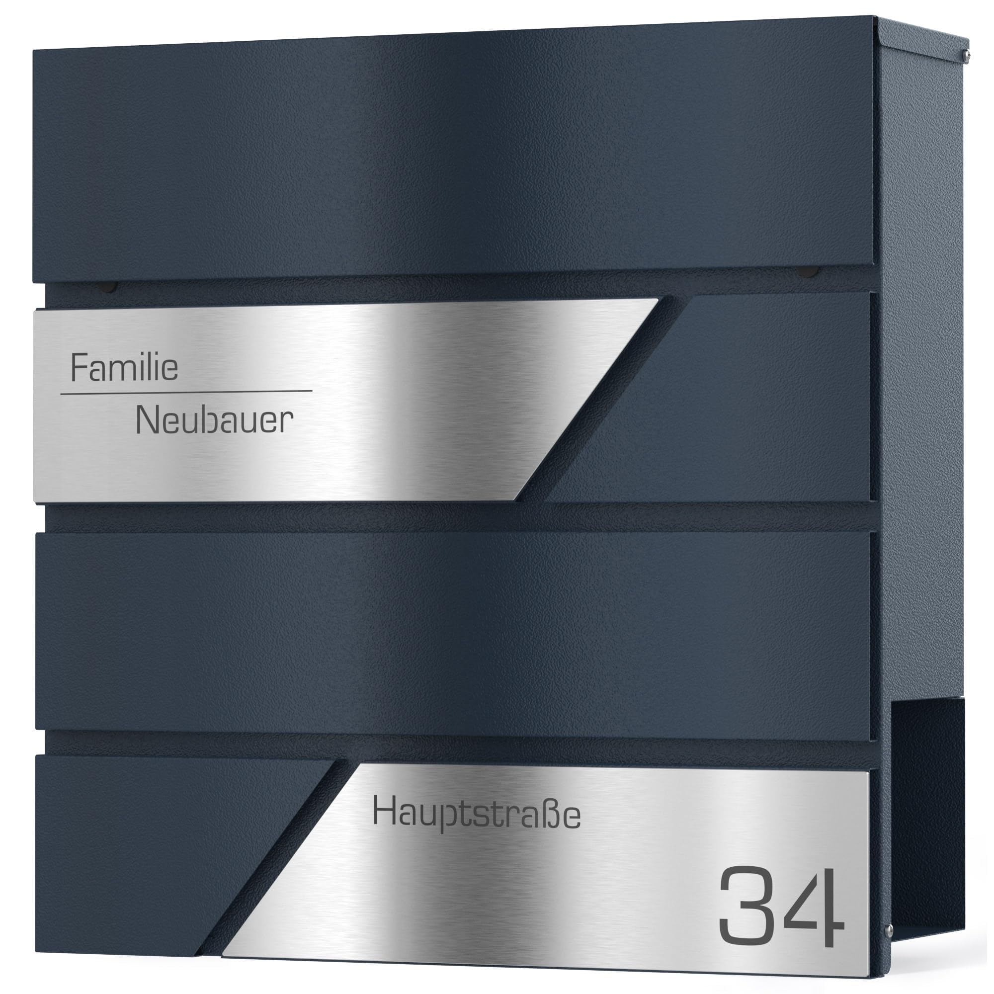 Buzón con compartimento para periódicos en color antracita RAL 7016 – Buzón personalizado de acero inoxidable grabado láser – Buzón de pared, cerradura para periódicos diseño 1