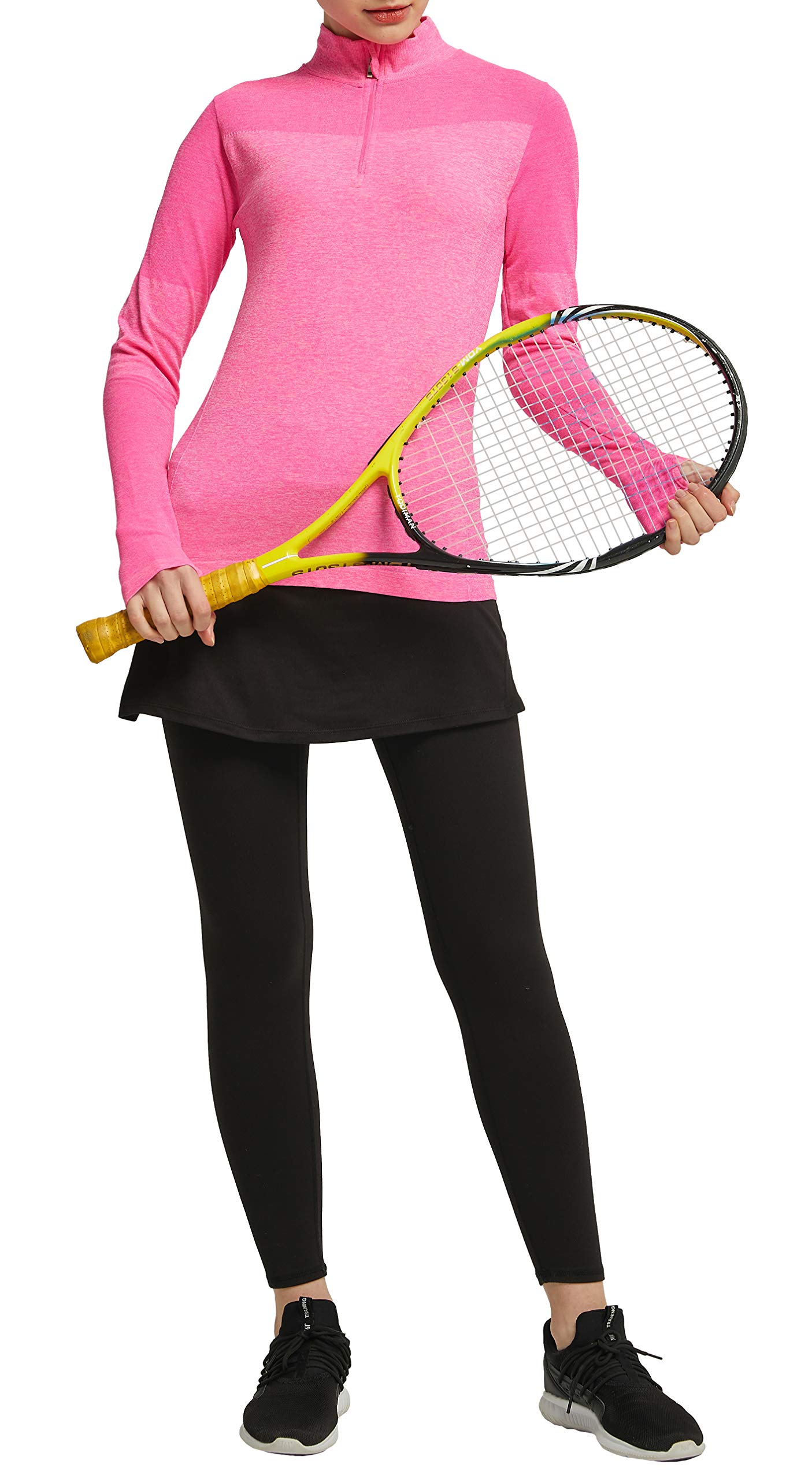 Legging Jupe Femme Course à Pied Golf Tennis Sport Toute la Longueur Elastique Poids Léger Skort Jupe avec Pantalons 2 en 1 de Jogging Tenue Décontractée(Noir,S)