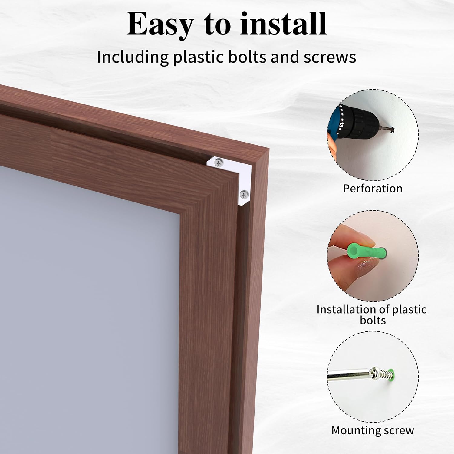 WONSTART Oversize Bathroom Mirror for Wall, 60x30 inch Rectangle Mirror Metal Mirror for Bedroom, Living Room, Hangs Horizontal or Vertical, Wood Color