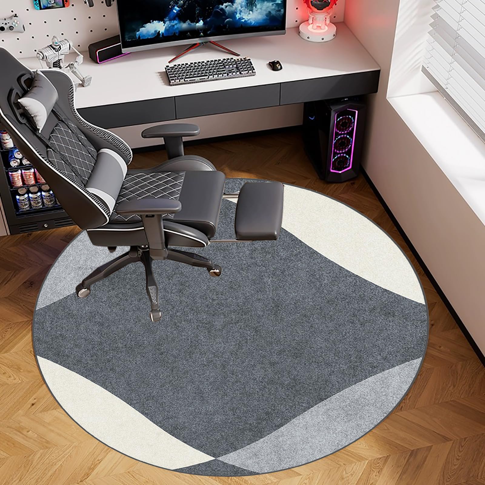 Alfombra para Silla de Oficina, Alfombrilla Protectora para Suelos 120 cm, Alfombra for Silla de Escritorio, Redonda Protector Suelo Silla Ruedas, Tapete Protector para Suelo, Alfombra Suelo Gaming