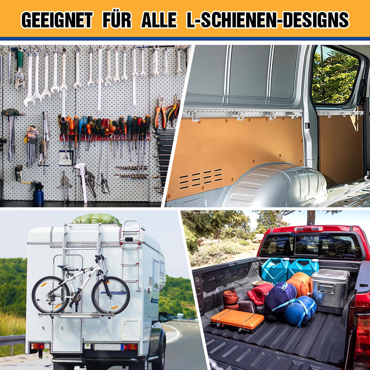 Airlineschiene Fitting 10 Stück, Airlineschiene Zubehör Haken Maximale Tragfähigkeit 45kg,Silber Eloxiert,Aluminium,Einfachendbeschlag für Zurrschienen