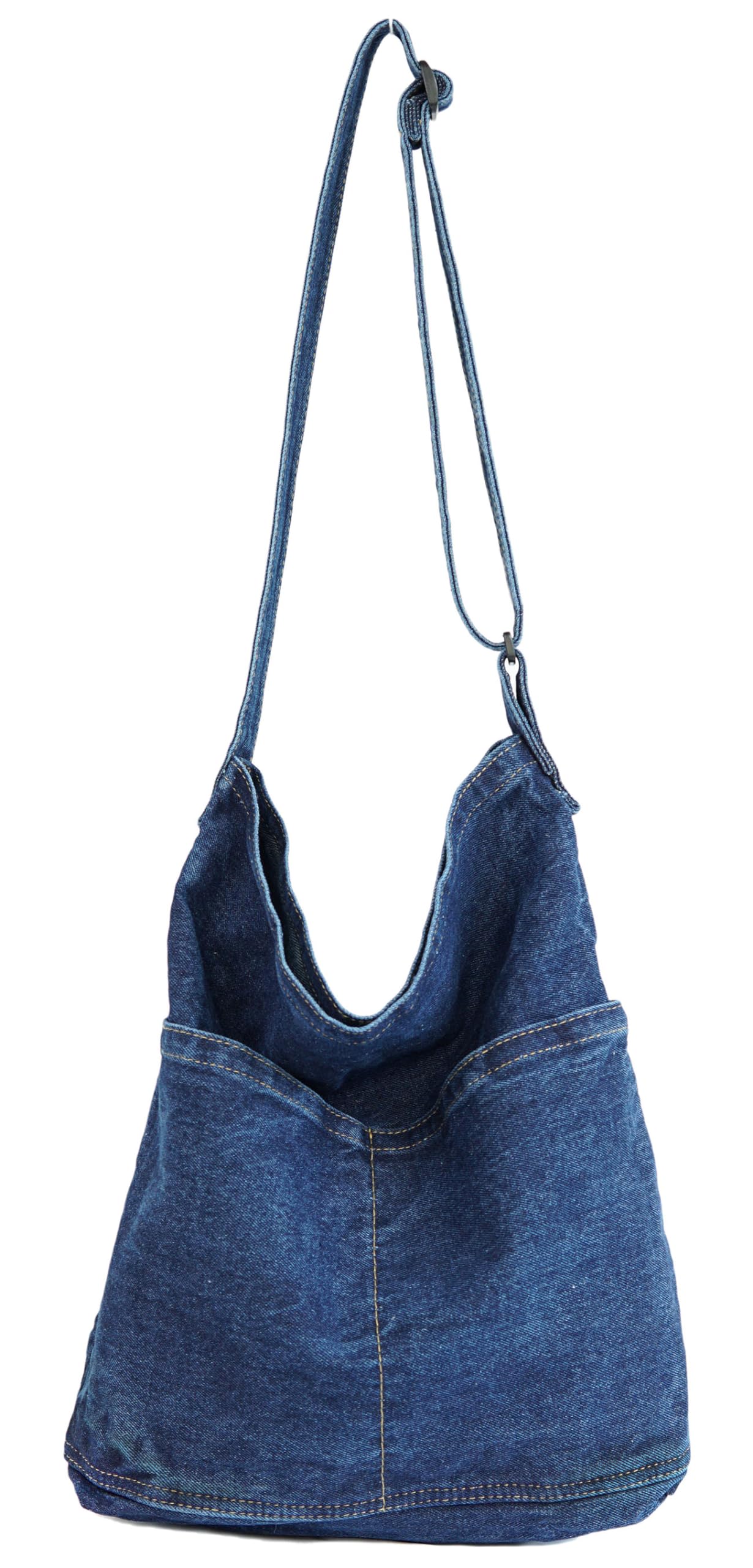 YunZh Denim Shoulder Bag for Women, Casual Style Lightweight Classic Retro Travel Shopper Hobo Bag