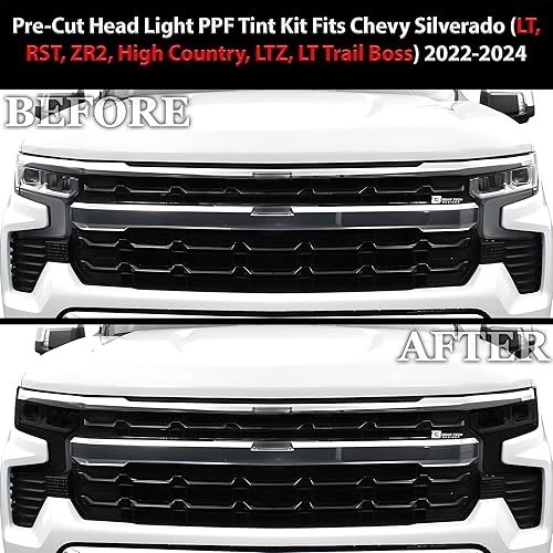 Miniatura 3 de BOGAR TECH DESIGNS Kit de tinte de luz completa para faros delanteros compatible con Chevy Silverado 2022-2024, humo oscuro