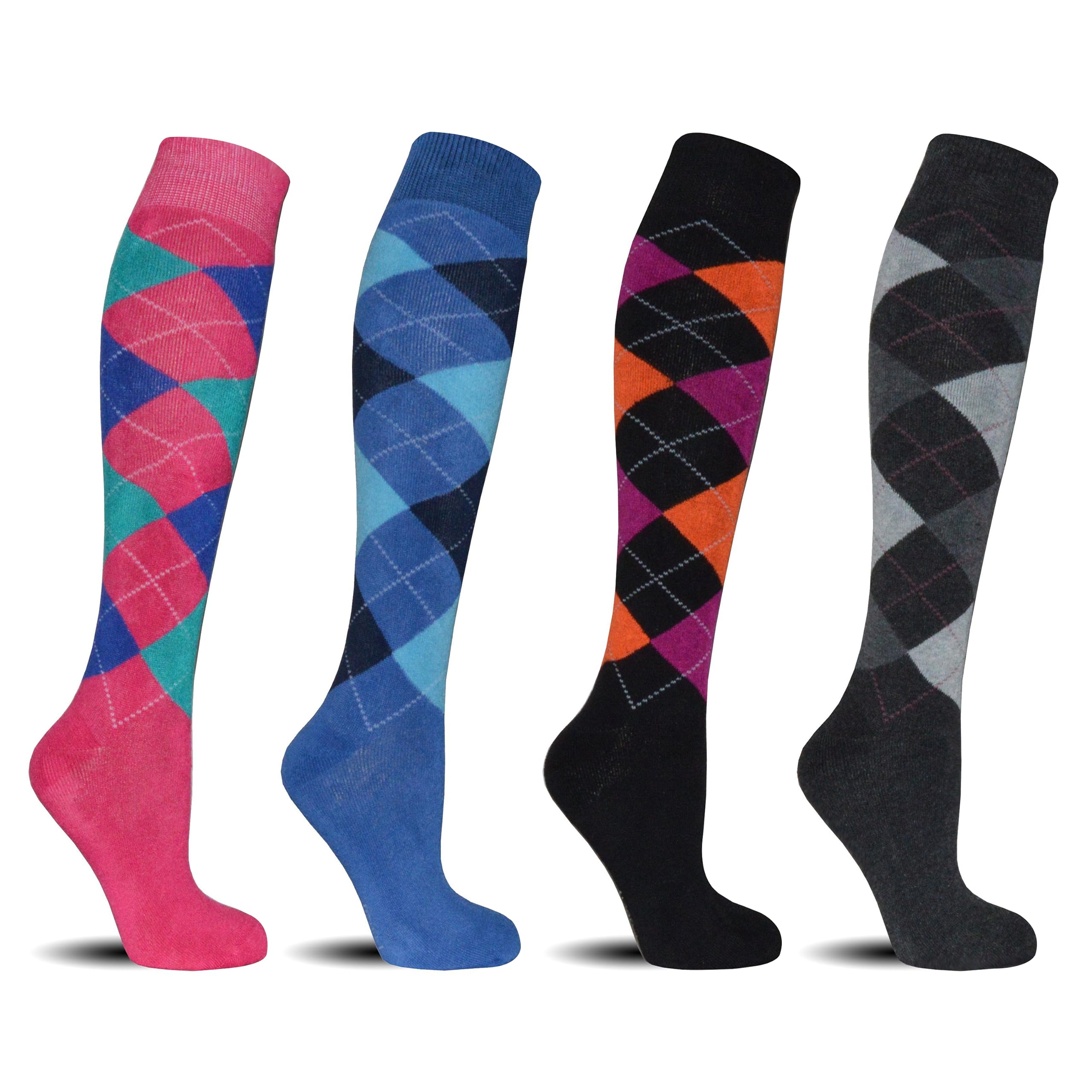MRCC 4/6 Paar Damen Mädchen Laufsocken Kniestrümpfe Reisestrümpfe lange Socken kompressionsstrümpfe Karo Muster 1303