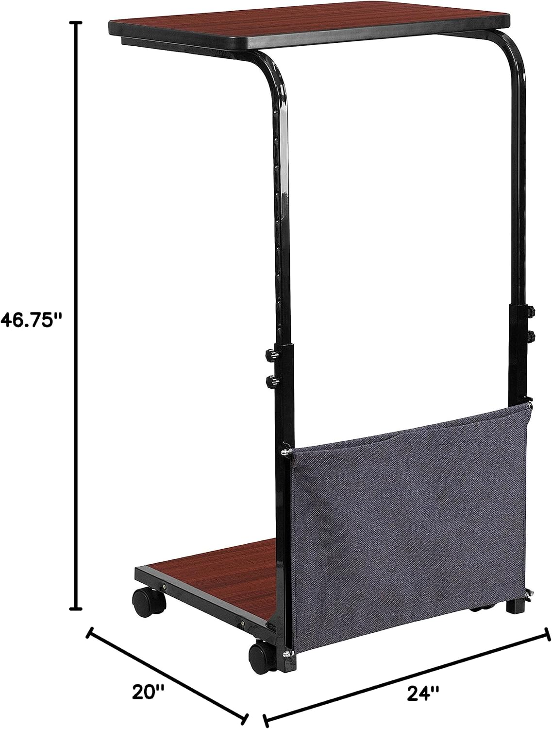 Adjustable Mahogany Laptop Desk with Removable Pouch