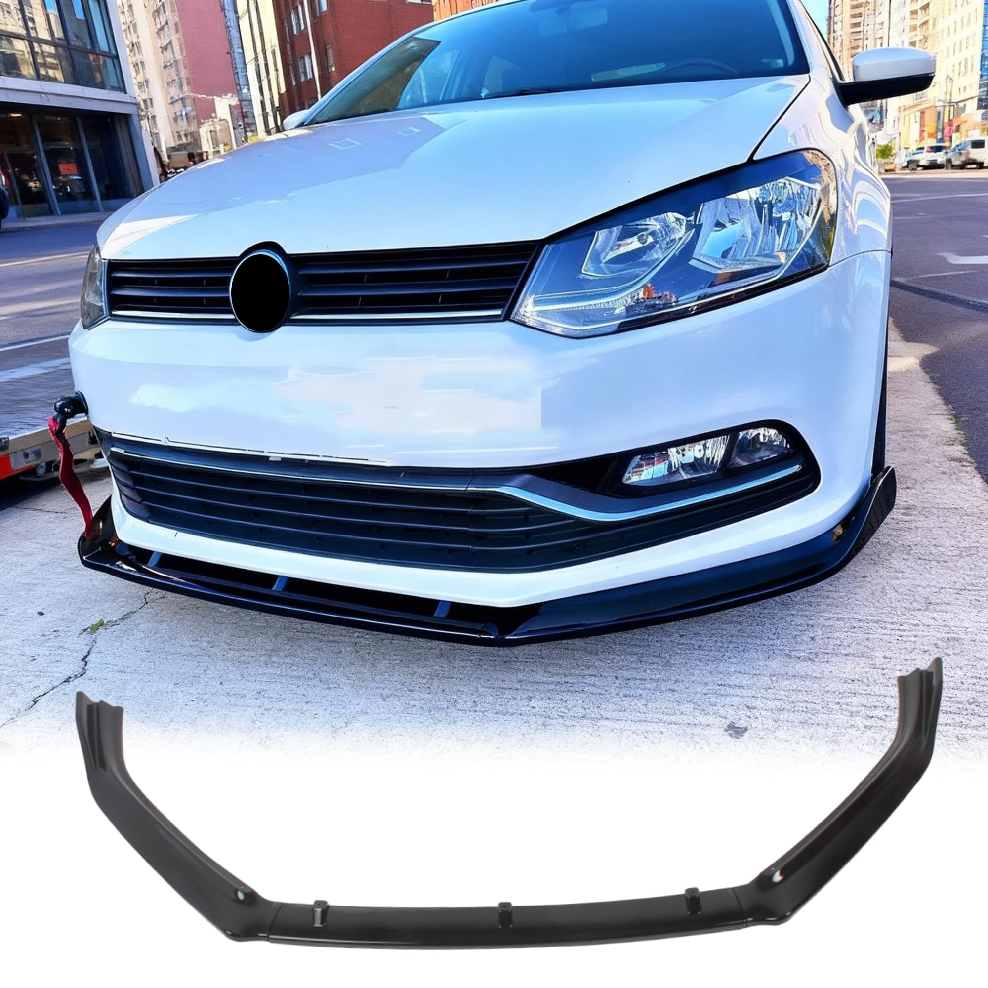 MUTUSAISI Séparateur Lèvre Avant pour Volkswagen VW Polo 5 MK V (Phase 2) 2014-2017 6C1 6R1,Voiture becquets Avant Pare-Chocs Corps pelles Garde Spoiler Accessoires(Noir Brillant)