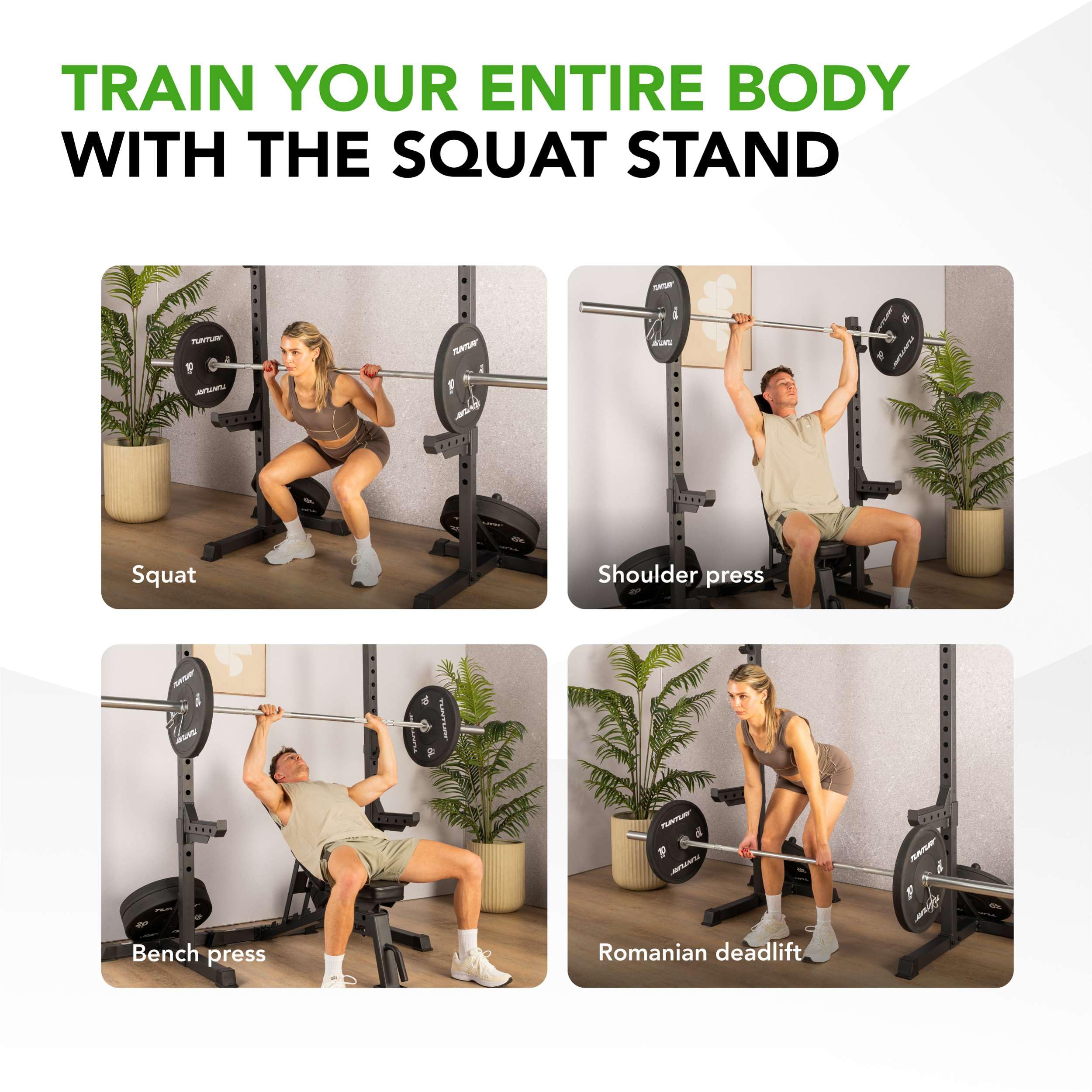 Tunturi SS60 Hantelablagen – Supporto per squat con bilanciere – Homegym con portata fino a 200 kg – Regolabile in altezza – Supporto per manubri