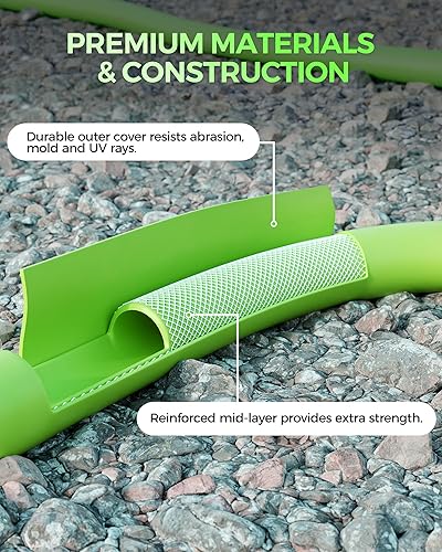 Miniatura 3 de Manguera de jardín de 30 pies x 58 pulgadas, manguera de agua con mango giratorio, accesorios de aluminio sólido, ligera, resistente, manguera verde