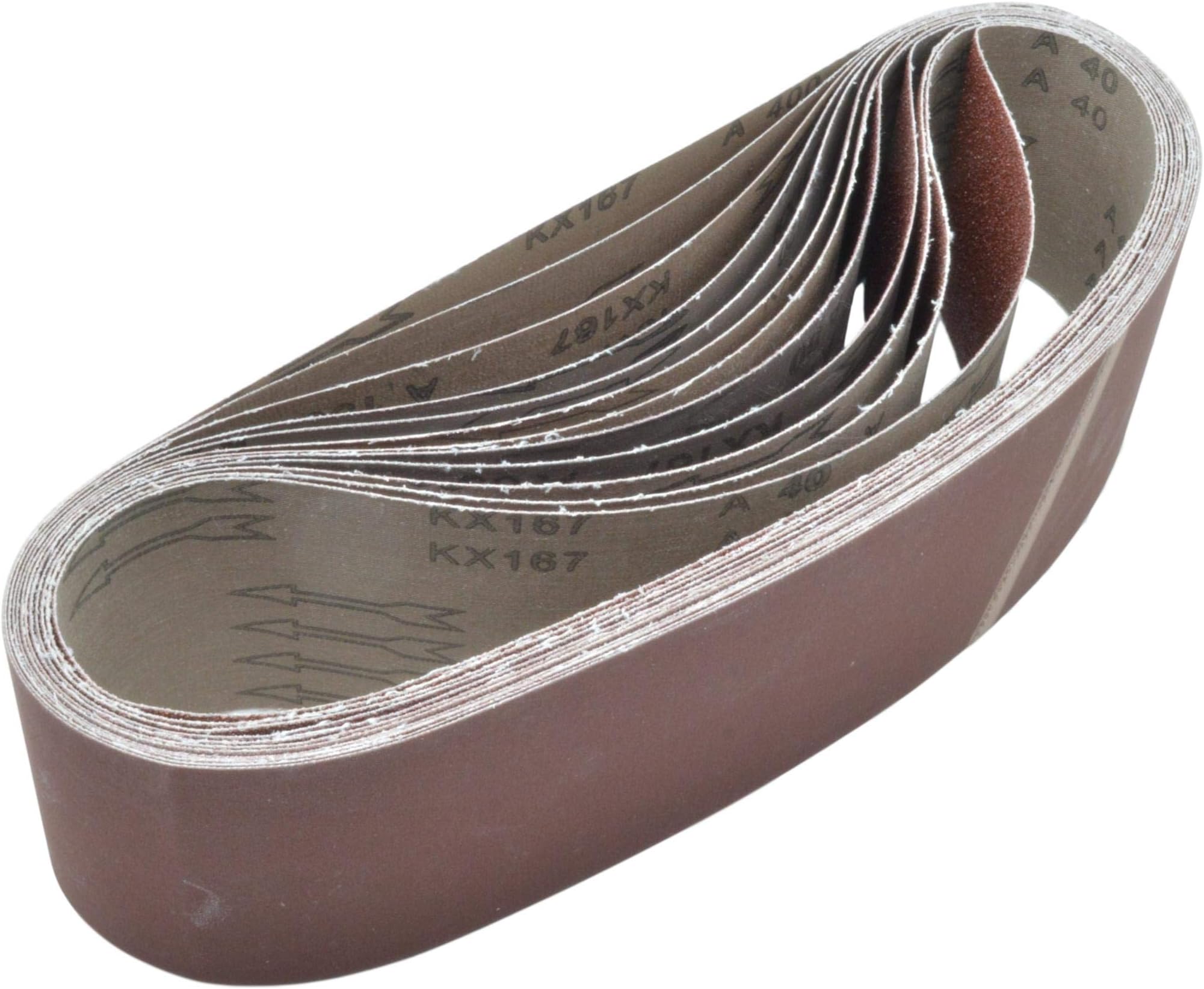 Lot de 12 bandes abrasives 100 x 915 mm Différents grains de K40 à K400