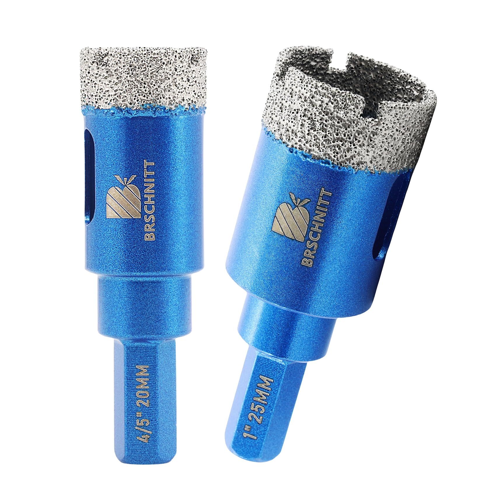 Dry Diamond Core Drill Bit Set,BRSCHNITT 20/25mm Diamond Hole Saw Core Drill Bit with Hex Shank for Porcelain Tile Ceramic Stone Granite Marble