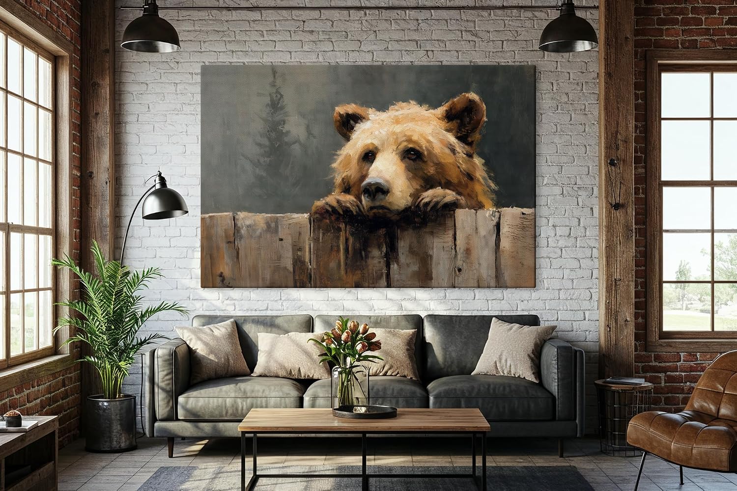 LuxeWood Wildlife Canvas Prints - Wild Animals Home Decor - Medium, Large, and Extra Large Wall Art for Living Room, Bathroom, Kitchen (Over the Fence, 16" L x 24" W)
