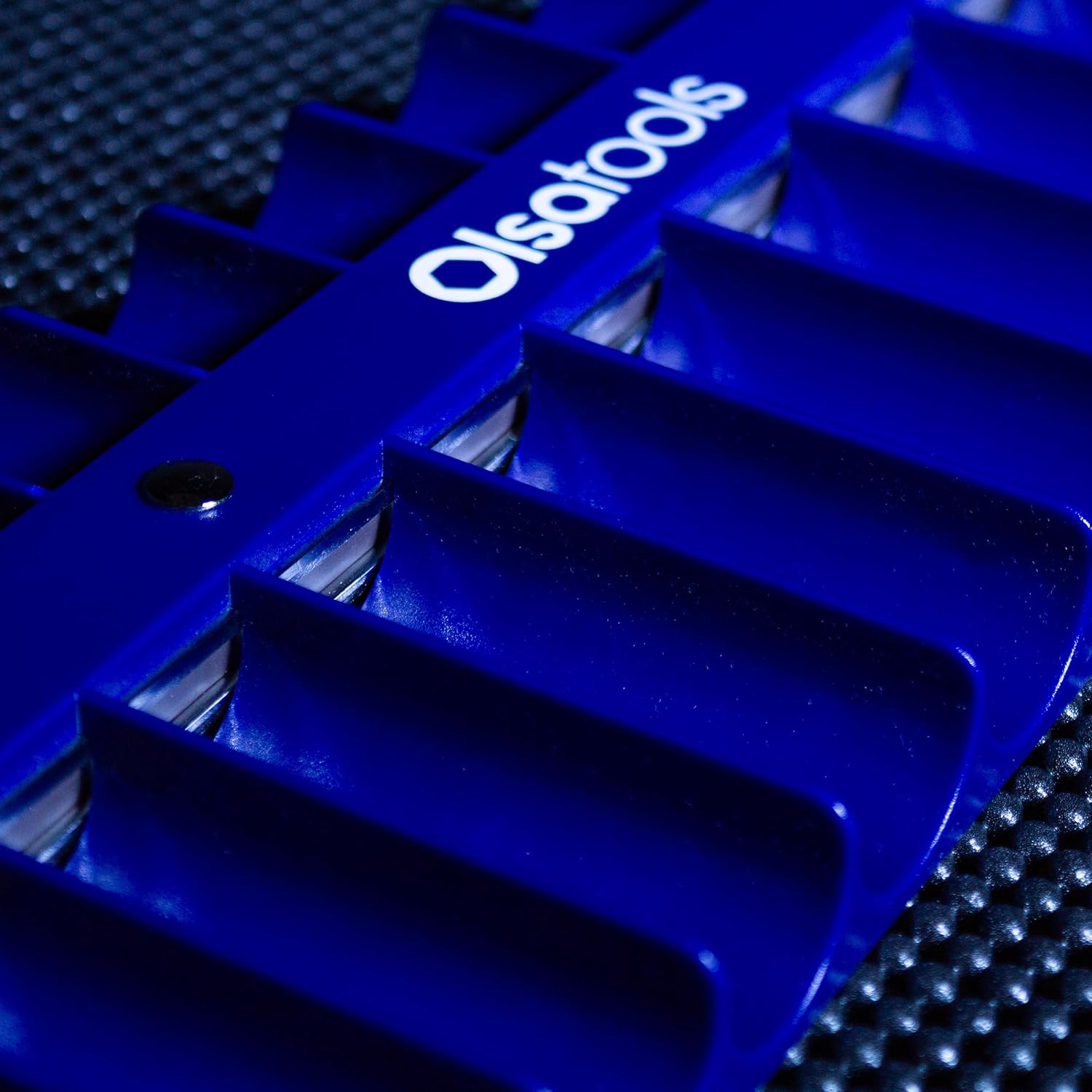 Olsa Tools Magnetic Portable Socket Organizer Tray - 3/8-Inch Drive - Blue Holder for Deep & Shallow Sockets - Fits up to 1" SAE or 24mm Metric - Quality Tool Organizer for Professionals - Part 1079