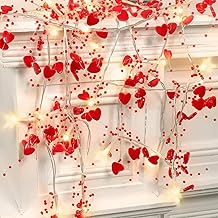 Twinsun Valentines Decorations String Lights, Romantic Valentines Day Decorations 10Ft/3M 30LED Battery Powered Fairy String Light, Red Ambiance Heart Lights for Wedding Valentines Day Decor