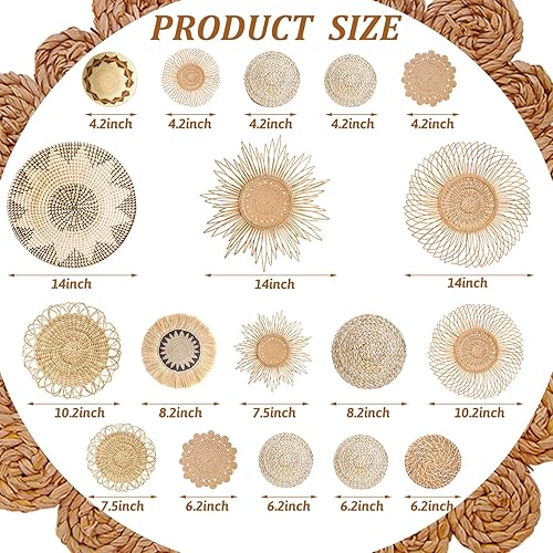 Vista 9 de Glenmal 18 calcomanías de pared de cesta bohemia, calcomanías de pared redondas, decoración moderna, calcomanías de decoración para despegar