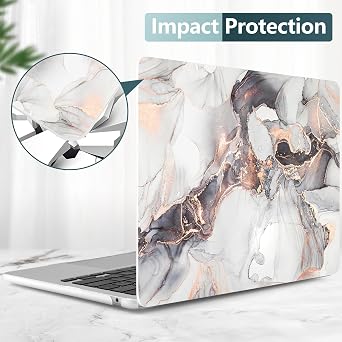 DONGKE Compatible with M5 MacBook Air 15 inch Case 2026 2025-2023 A3448 A3241 A3114 A2941 M4 M3 M2 Liquid Retina Display Touch ID, Protective Hard Shell Cover & Keyboard Skin - Abstract Marble