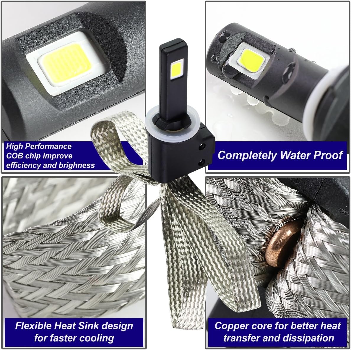 DNA Motoring HID-LED-LB-H4-HL Pair of LED Light Bulbs (High + Low Beam)