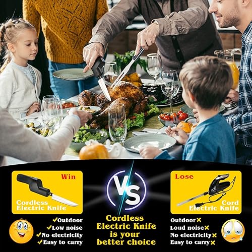 Miniatura 6 de Fstcrt Cuchillo eléctrico inalámbrico cuchillo de pavo cuchillo eléctrico de litio recargable portátil con correa de seguridad utilizado para tallar