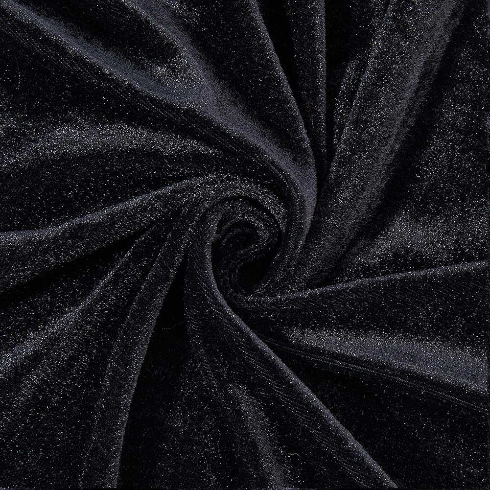 DICOSMETIC 2x1.64M Black Stretch Velvet Fabric Soft Stretch Fabric Stretchy Velvet Cloth Luxurious Material for Sewing, Apparel, Upholstery, Curtains, Decoration