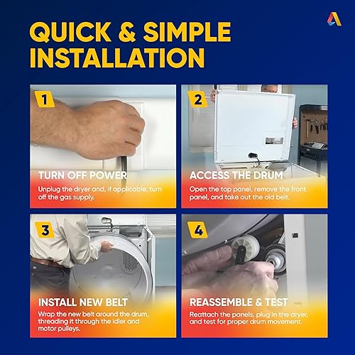 Miniatura 7 de Canamax 341241 Correa de tambor de secadora para AP2946843 W10127457 FSP341241 8066065 694088 - Compatible con Kenmore Whirlpool KitchenAid -