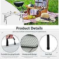 Vista 4 de Mesa de comedor plegable de 6 pies, mesa de fiesta ligera y portátil para exteriores, camping y playa, mesa plegable de 6 pies para fiestas
