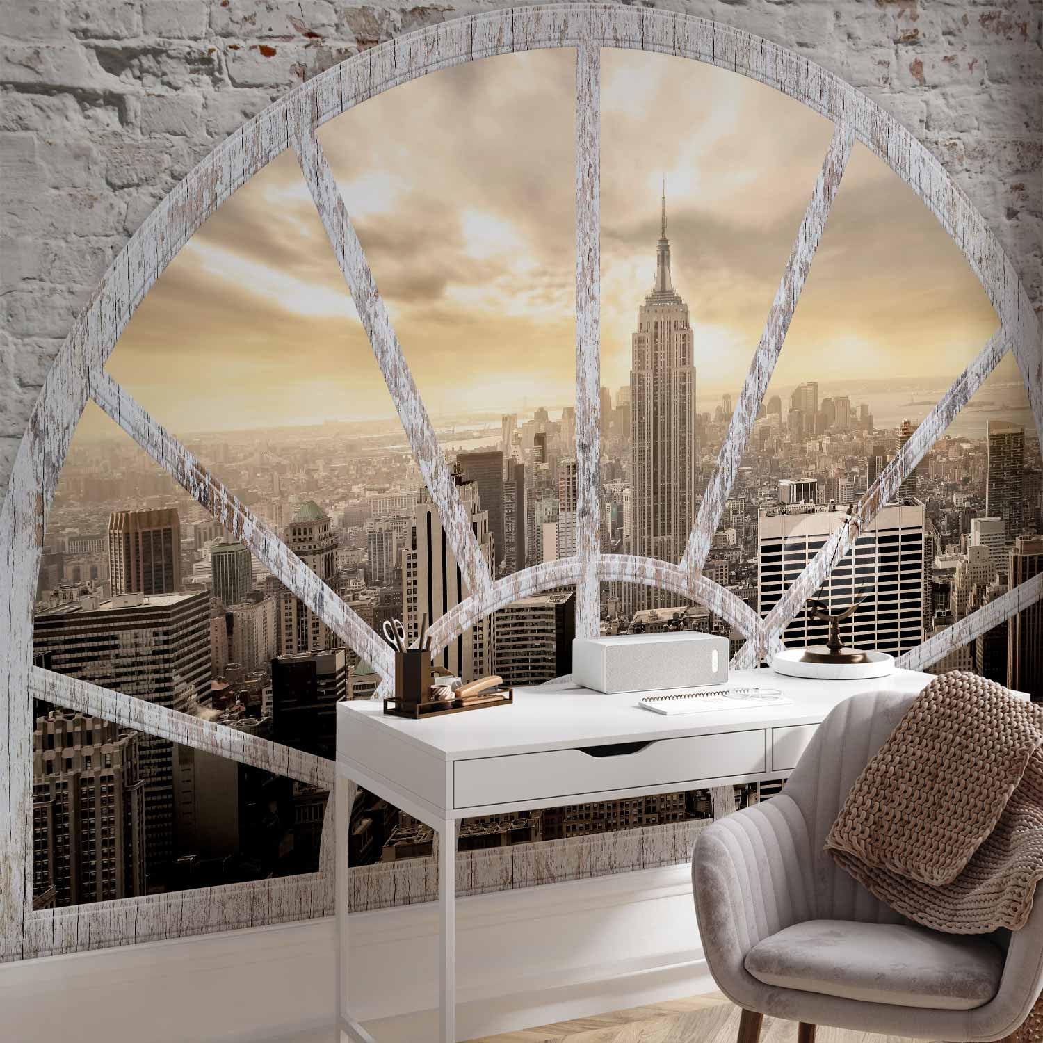 Fotomurales B&D XXL - 400x280 cm XXL Papel pintado tejido no tejido Decoración de Pared decorativos Murales moderna Diseno Fotográfico Ciudad New York ventana d-a-0043-a-b #05