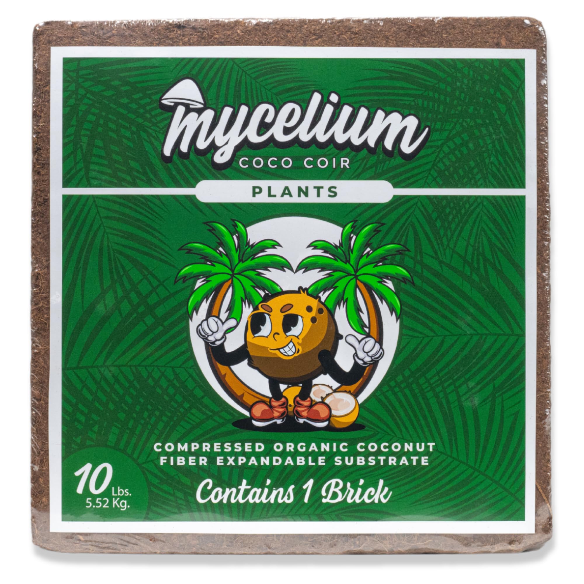 Mycelium Coco Coir Brick I Expandable Organic Coconut Fiber Substrate I Plants Potting Soil Mix for Indoor & Outdoor Gardening, Succulents & Cactus I OMRI Certified & Non-GMO Soil Alternative, 10lbs
