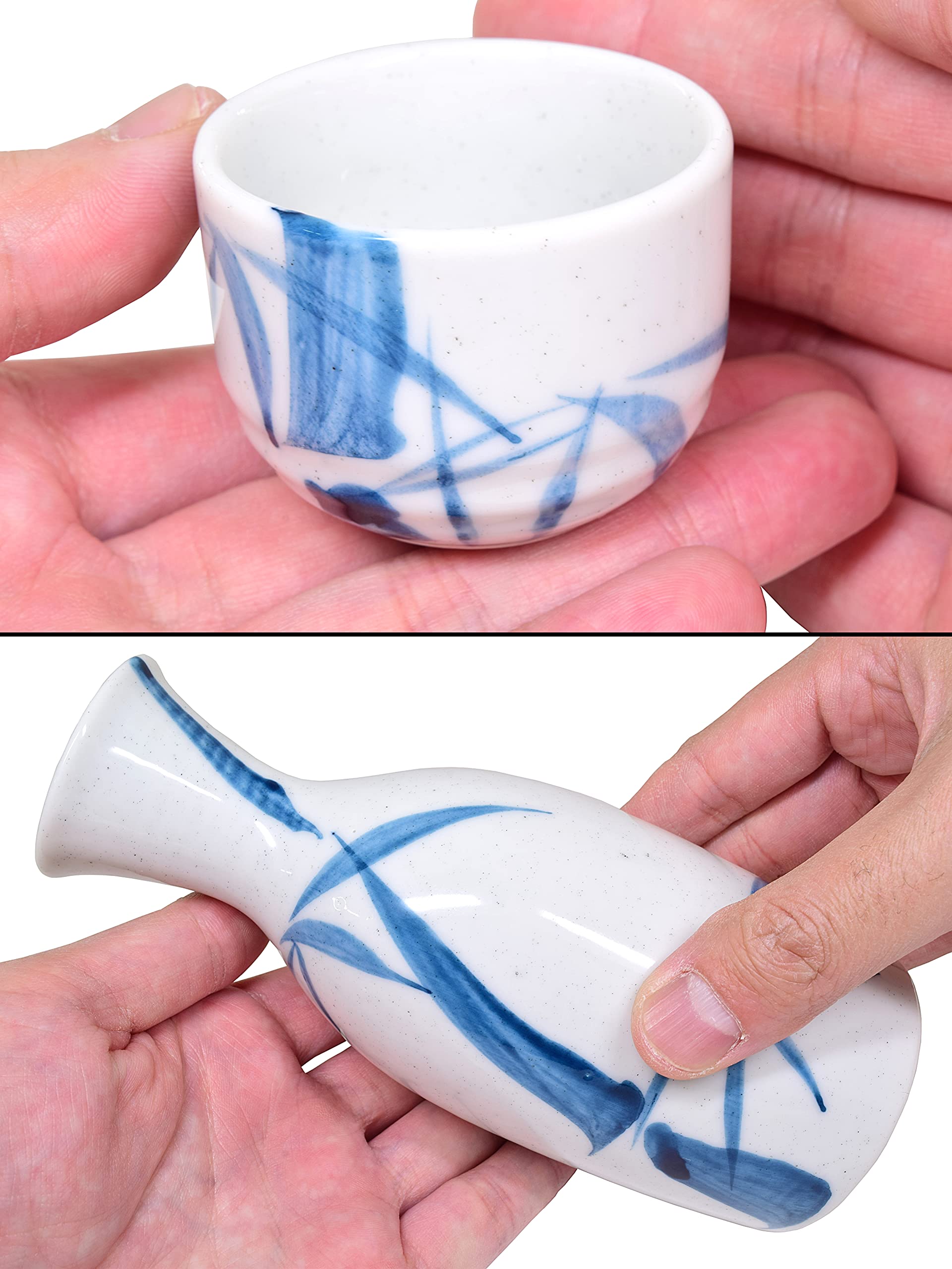 Japanese Sake Glasses Set - 5 Piece Ceramic -8