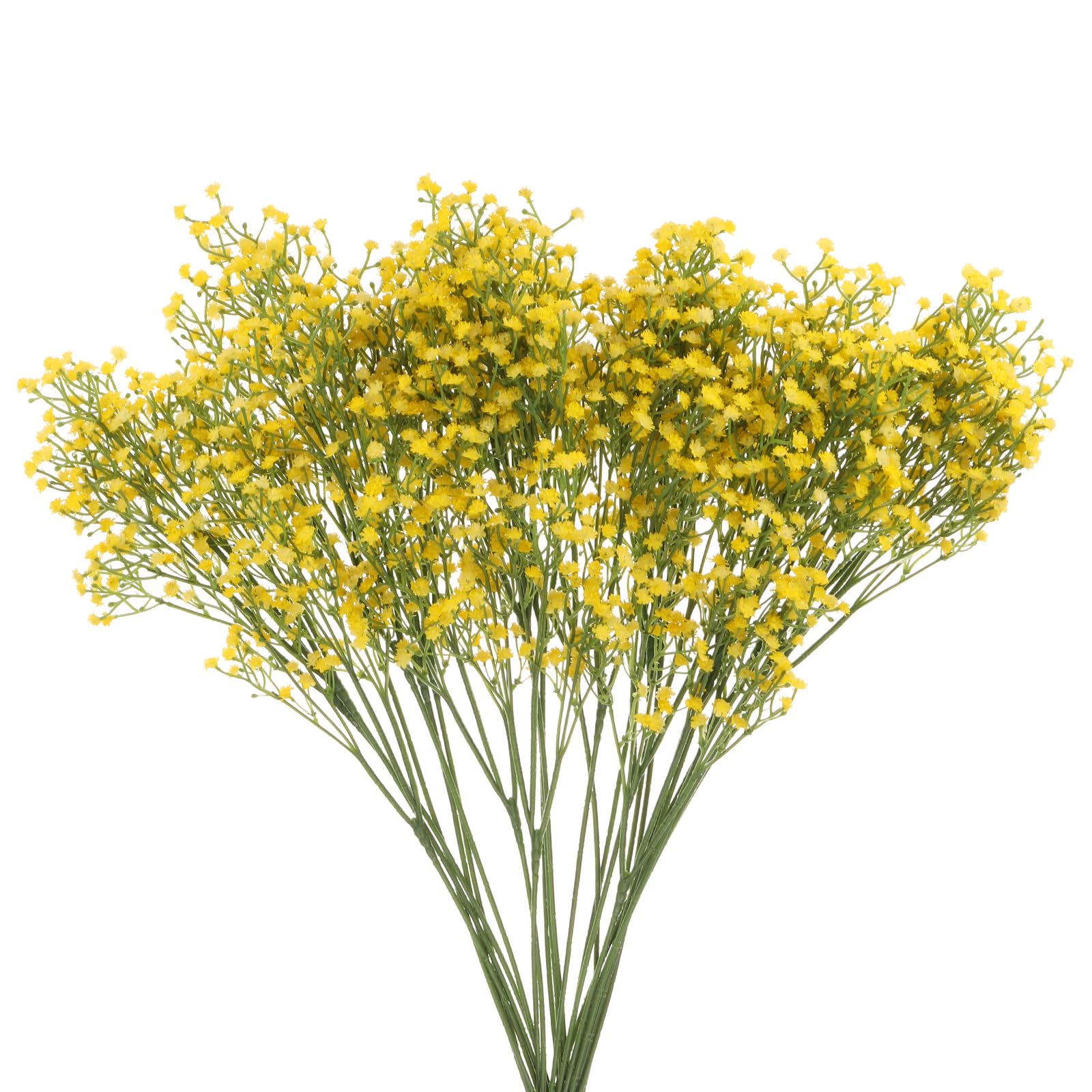 sourcing map 12Pcs Fake Gypsophila Artificial Flowers Bulk, PU Artificial Flowers Branch with Long Stems for Wedding Bouquet Floral Arrangement Home Decor, Yellow