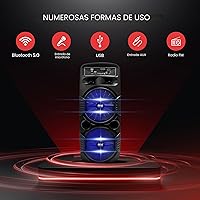 Vista 3 de Pyle Sistema de altavoces PA Bluetooth portátil - Altavoz Bluetooth recargable de 600W para exteriores, sistema PA portátil con subwoofer dual