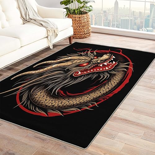 Miniatura 1 de Alfombra de dragón chino y decoración del hogar, alfombra de 3 x 5, alfombras orientales para sala de estar, dormitorio, alfombra de fantasía,