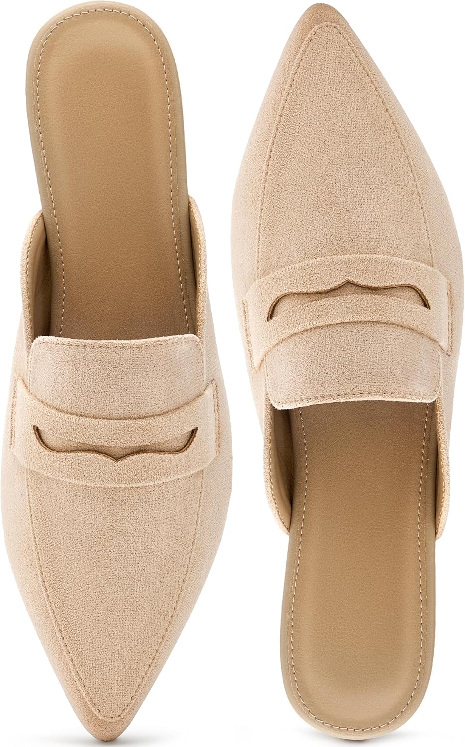Alicegana Mules for Women Dressy Flats: Pointed Toe Suede Comfortable Slip On Flats 2026 - Closed Toe Backless Slides for Business Casual Work