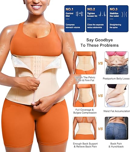 Vista 26 de TrainingGirl Entrenador de cintura para mujer, corsé reductor de cintura para el vientre inferior, corsé envolvente para entrenamiento, banda