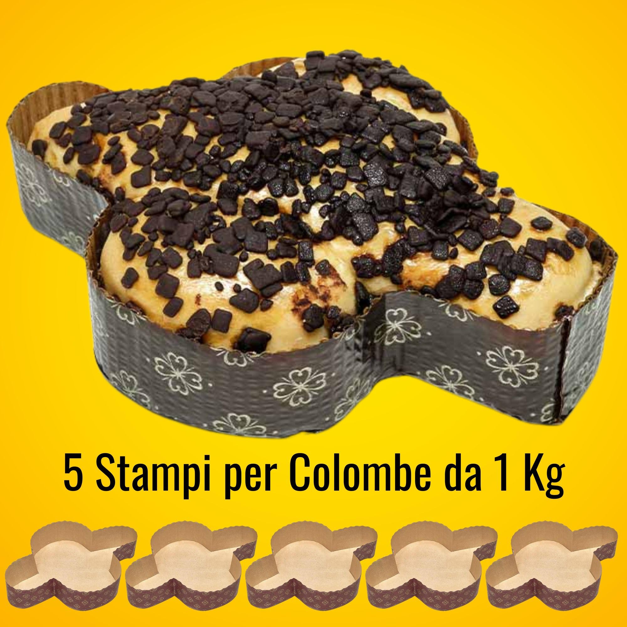 FAH Baking Mould for Easter Cakes Colomba 1 kg, 5 Cases / Paper Cases Made of Pure Cellulose, Microwave-Safe - Image 2