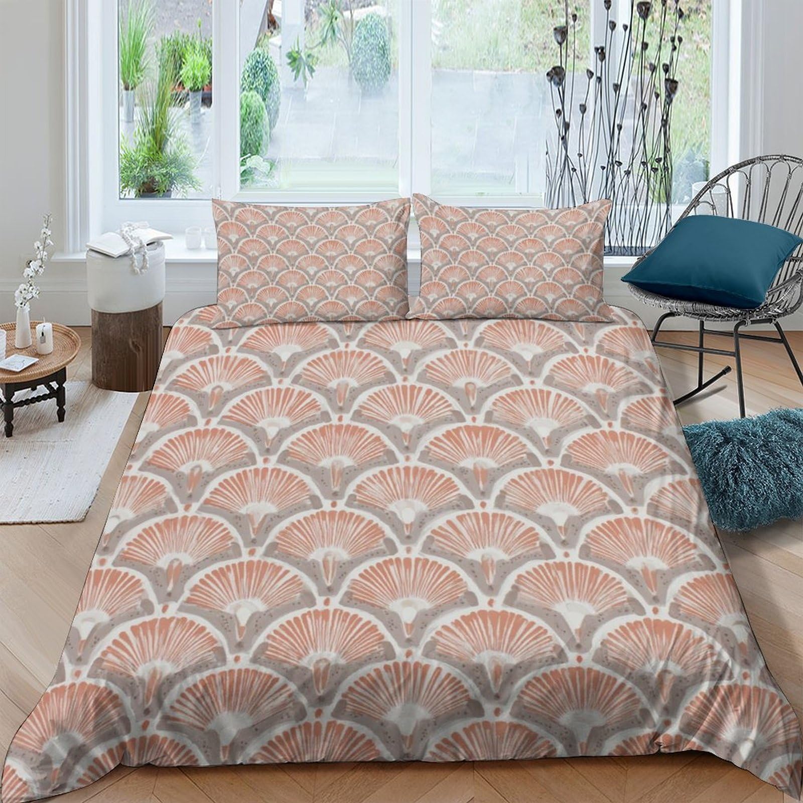 Ctjqhvkz Style-5 3D Printed Retro Fan Pattern Fitted Sheet Microfiber Soft Breathable Art Deco Bed Cover For Bedroom Guestroom Single（135X200cm）