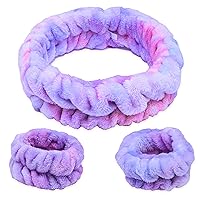 Vista 10 de FROG SAC Diadema de Spa Esponjosa y Muñequeras para Lavado Facial, Diademas Suaves para Cuidado de la Piel para Mujeres, Accesorios Suaves
