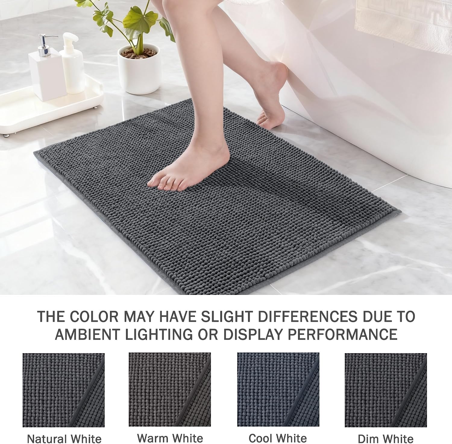 Exclusivo Mezcla Extra Soft Absorbent Chenille Bathroom Rugs Mat, 20x30