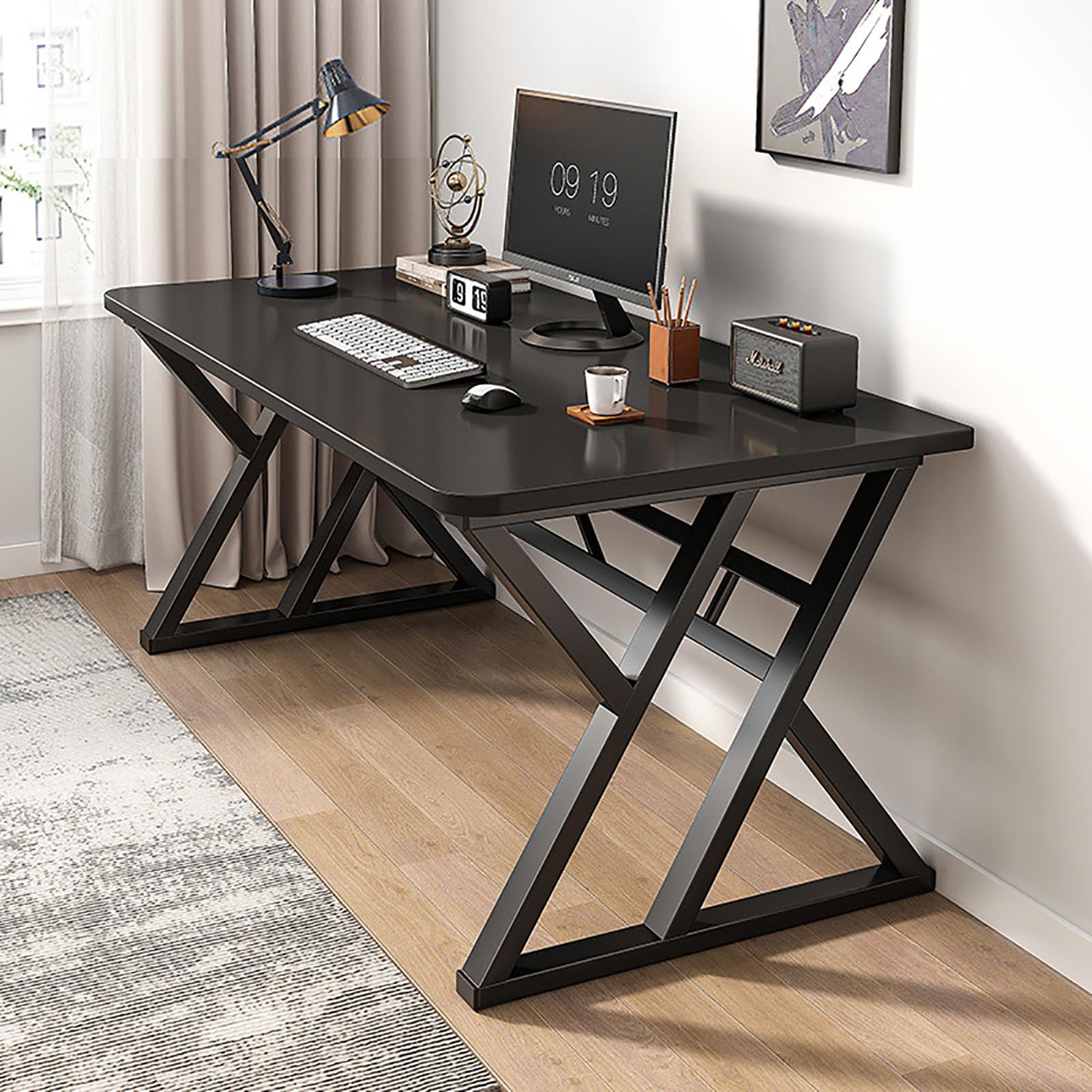 Amazon.com: Computer Desk, Sturdy Writing Desk with X-Shaped Metal Leg ...