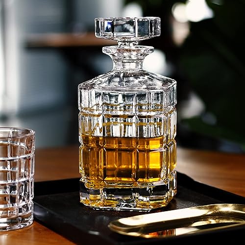 Miniatura 3 de LUXU Decantador de whisky con tapón, decantador de whisky prémium de 29 onzas para licor, whisky escocés, bourbon, vodka, brandy o vino