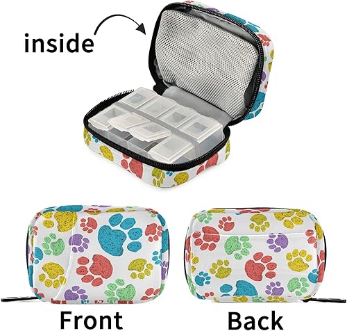 Miniatura 5 de Pastillero de viaje con diseño de pata de perro en acuarela, portátil, semanal, pastillero, contenedor de 7 días, organizador de píldoras, soporte