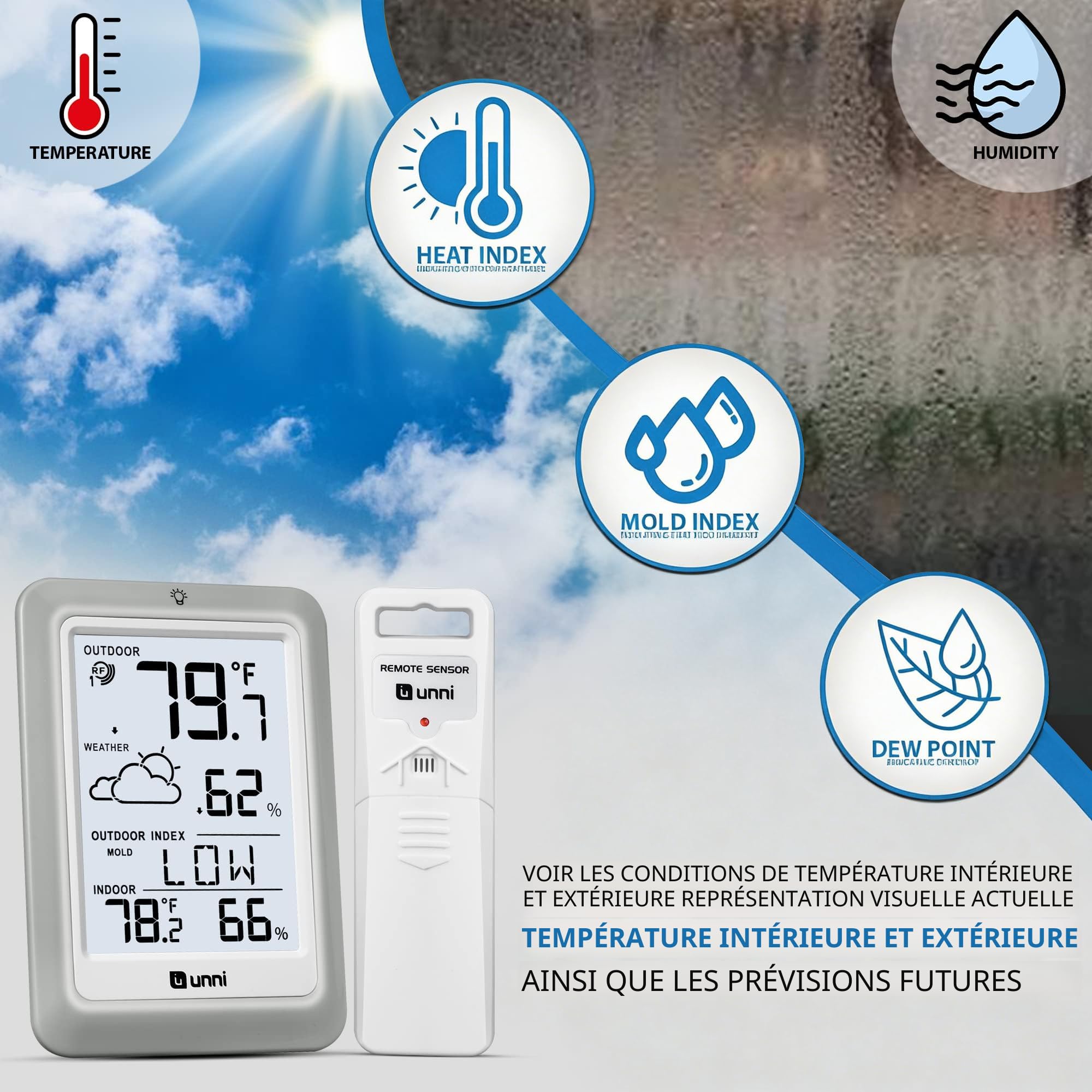 Thermomètre Hygromètre Intérieur Sans Fil Marathon Austin – Confort, Min/Max 24h, Compact Et Précis