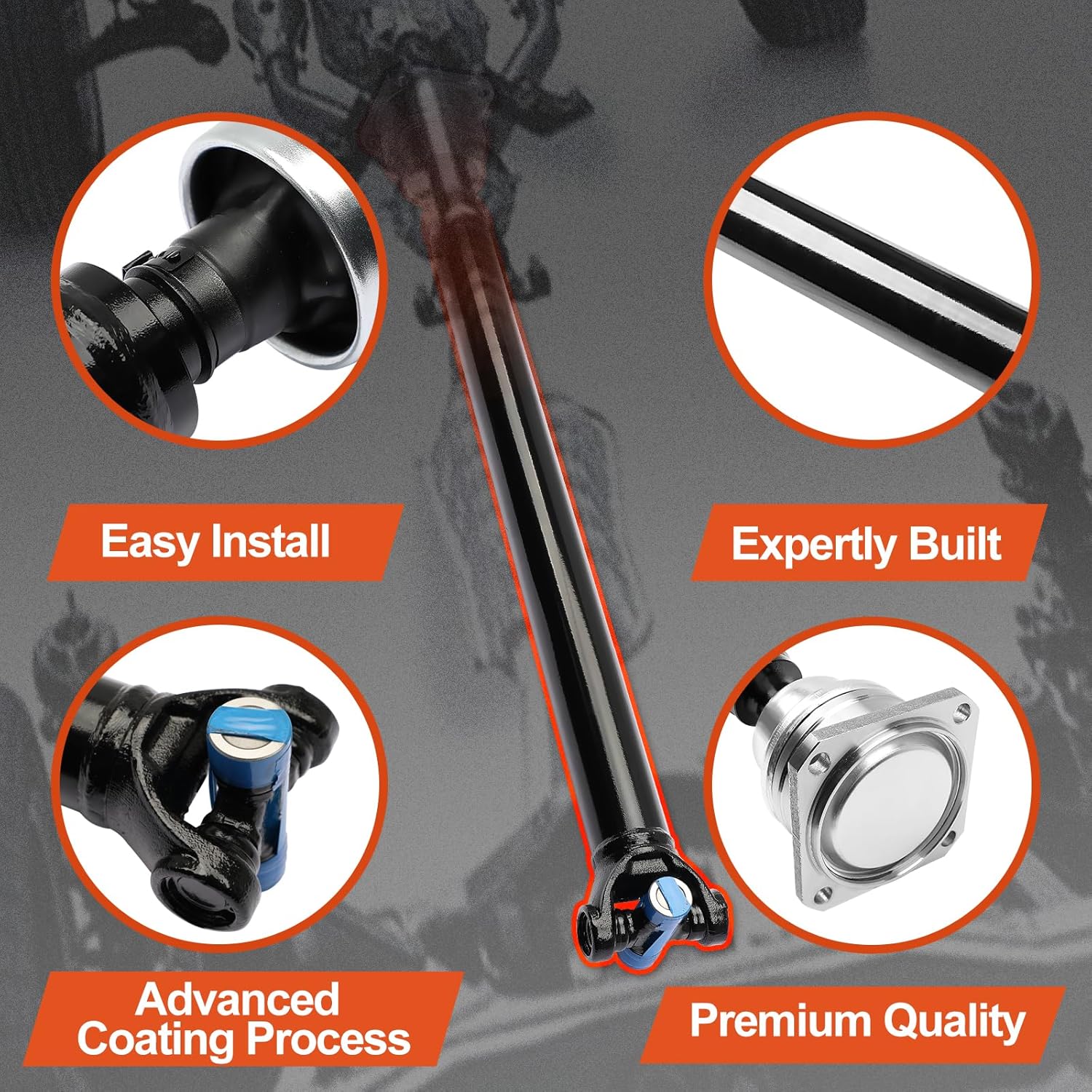 25859867 Front Complete Drive Shaft Prop Propeller Shaft Driveshaft Assembly Compatible with Hummer H3 2006-2010 Sport Utility, H3T 2009-2010 Crew Cab Pickup, 4WD, Replace OE 10376298, 15860584