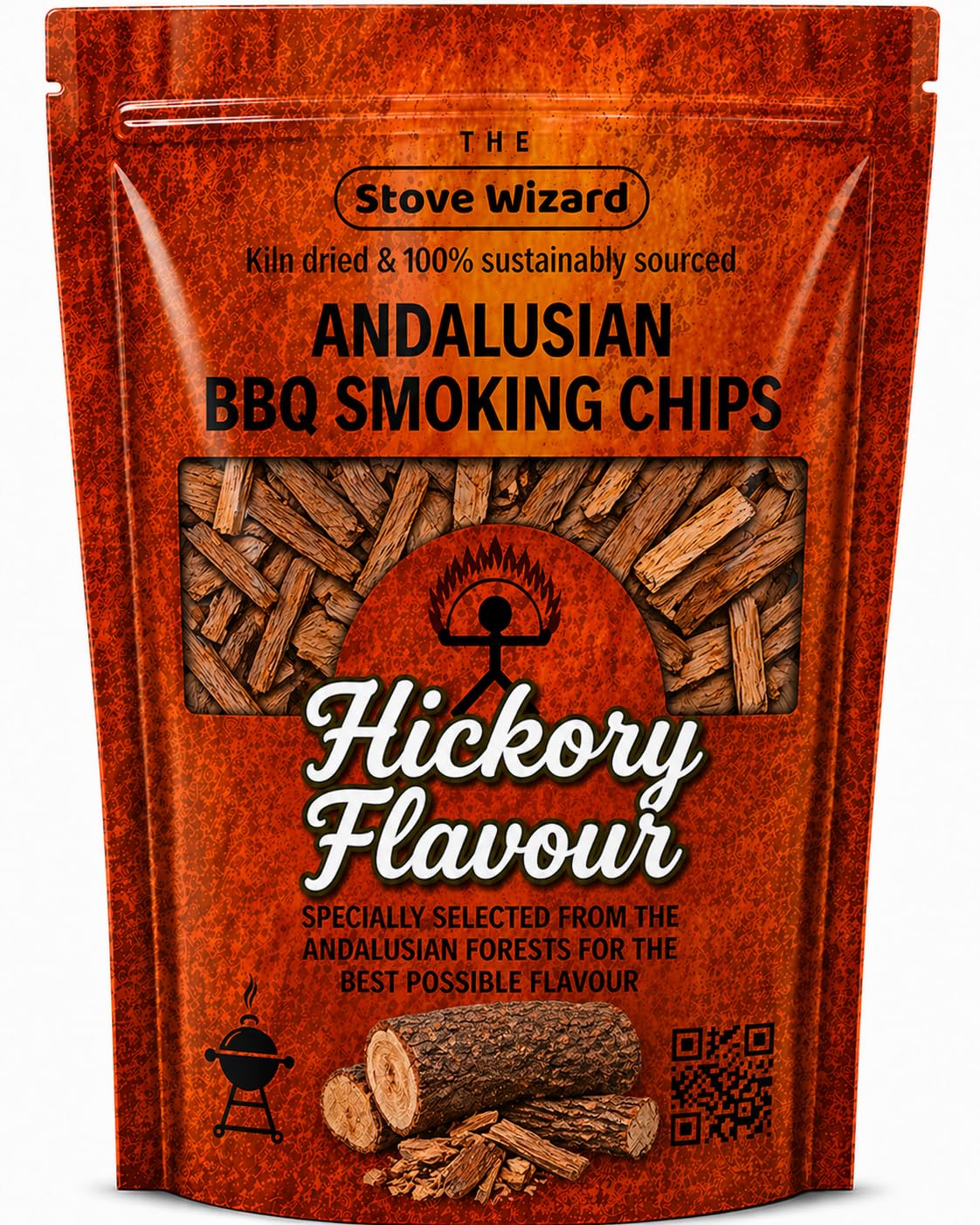 Hickory Wood BBQ Smoker Smoking Chips 850g 3.4 Litre Andalusian Artisan Premium Quality Natural Eco Friendly Wood Chips for Gas Charcoal Grill Outdoor Cooking Fuel for Authentic BBQ Flavour